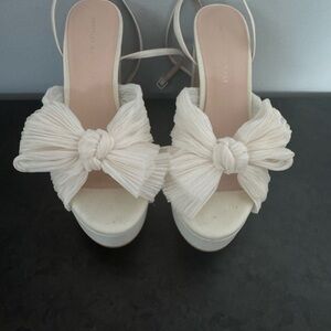 Loeffler Randall Cream Bow Platform Heels